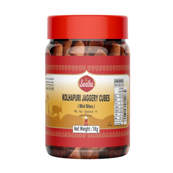 Kolhapur Jaggery Cubes Mini Bites in Pet Jar 1Kg